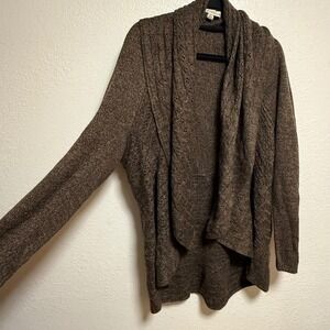Debbie Morgan Bohemian Chic Brown Open Front Knit Cardigan Sweater‎ Women XL
